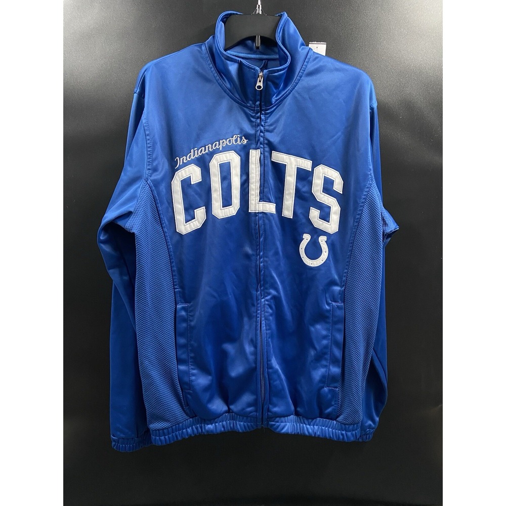 NFL‎ Indianapolis Colts Blue/White Embroidered Soft Zip Up Jacket Men's Sz M